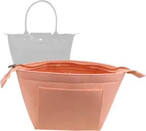 Lckaey Bag insert Organizer for le pliage medium organizer insert Pocket With Zipper1014pink-M