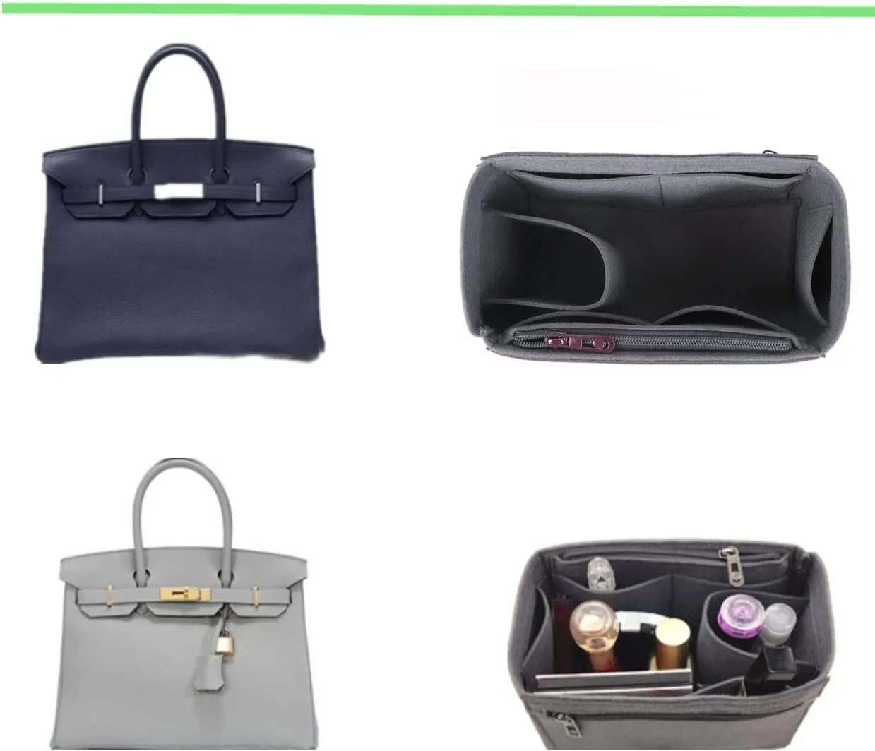 Lckaey Bag Organizer for Birkin - Felt Organizer with 30 Inserts - Grey-M