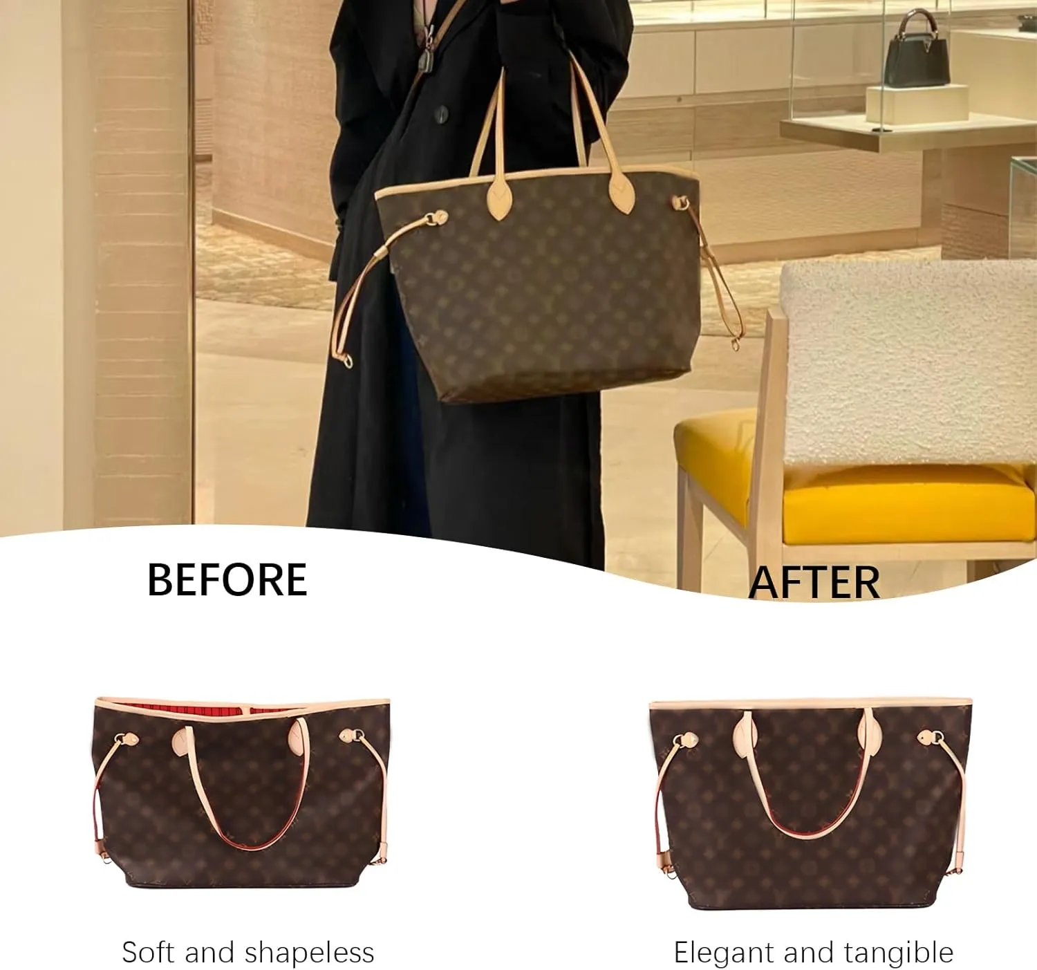Lckaey Nylon Purse Organizer for neverfull Tote Handbag insert Organizers for longchamp and goyard tote insert 3091Pink-M