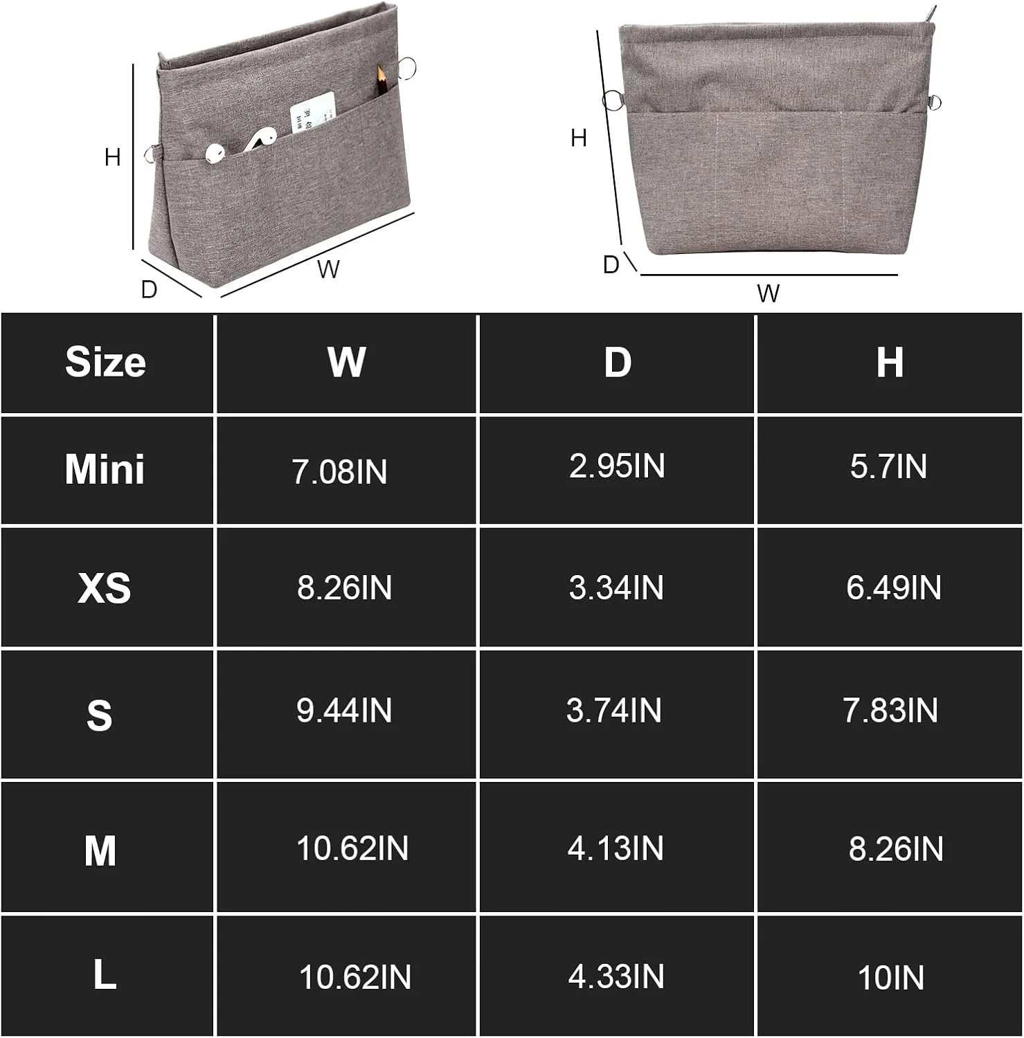 Lckaey Premium Nylon Purse Organizer for neverfull Tote Handbag insert for longchamp and goyard tote Organizers 3097Grey-M