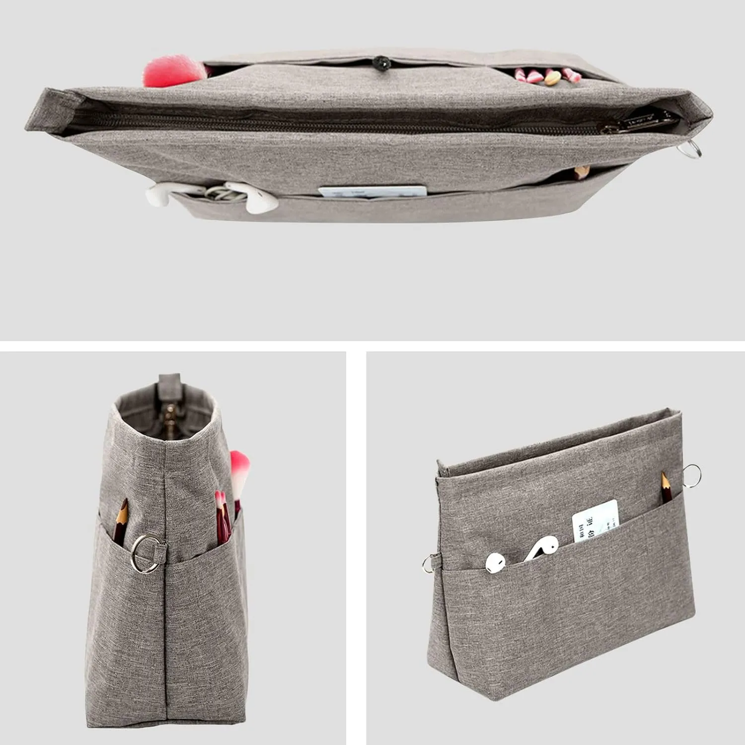 Lckaey Premium Nylon Purse Organizer for neverfull Tote Handbag insert for longchamp and goyard tote Organizers 3097Grey-M