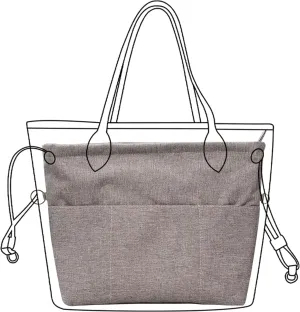 Lckaey Premium Nylon Purse Organizer for neverfull Tote Handbag insert for longchamp and goyard tote Organizers 3097Grey-M
