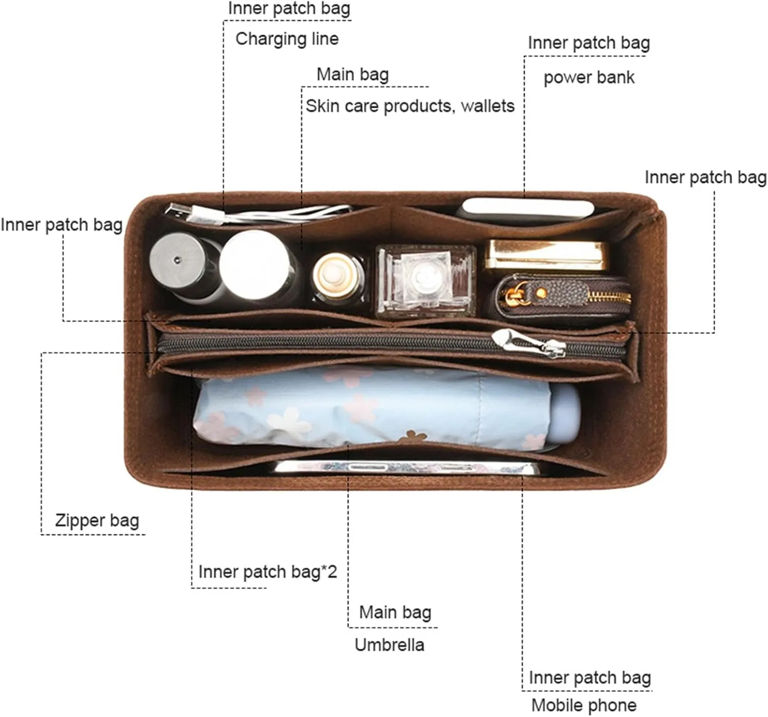 Lckaey Purse Inserts for Speedy 16 HandBag protective insert Tote Bag and hand bag protector, organizer insertY095Coffee-Mini