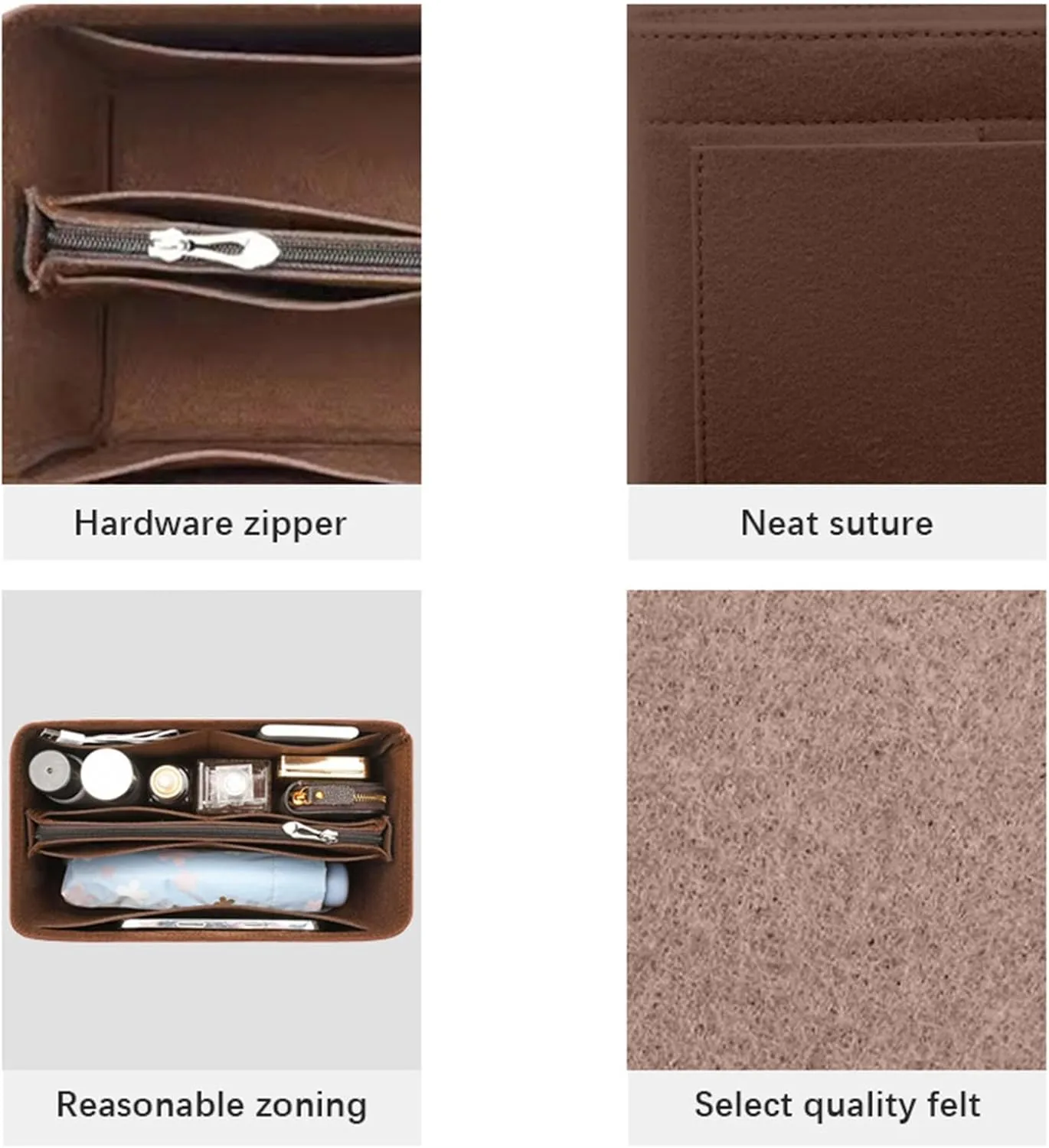 Lckaey Purse Inserts for Speedy 16 HandBag protective insert Tote Bag and hand bag protector, organizer insertY095Coffee-Mini