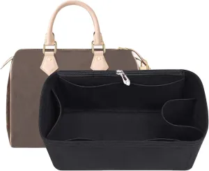 Lckaey Purse Inserts for Speedy 25 Organizer Insert, for monogram bag, HandBag protective insert Tote Bag and hand bag protector, organizer insert 1083black-M