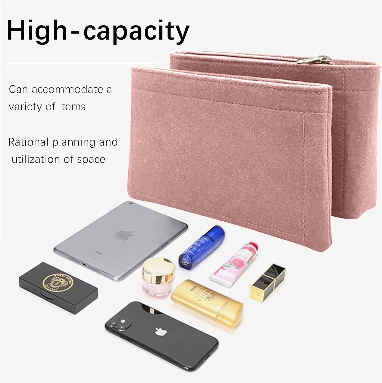Lckaey Purse Organizer for pochette métis in All Departments inserts Pochette Tote handbag insert Y068-pink