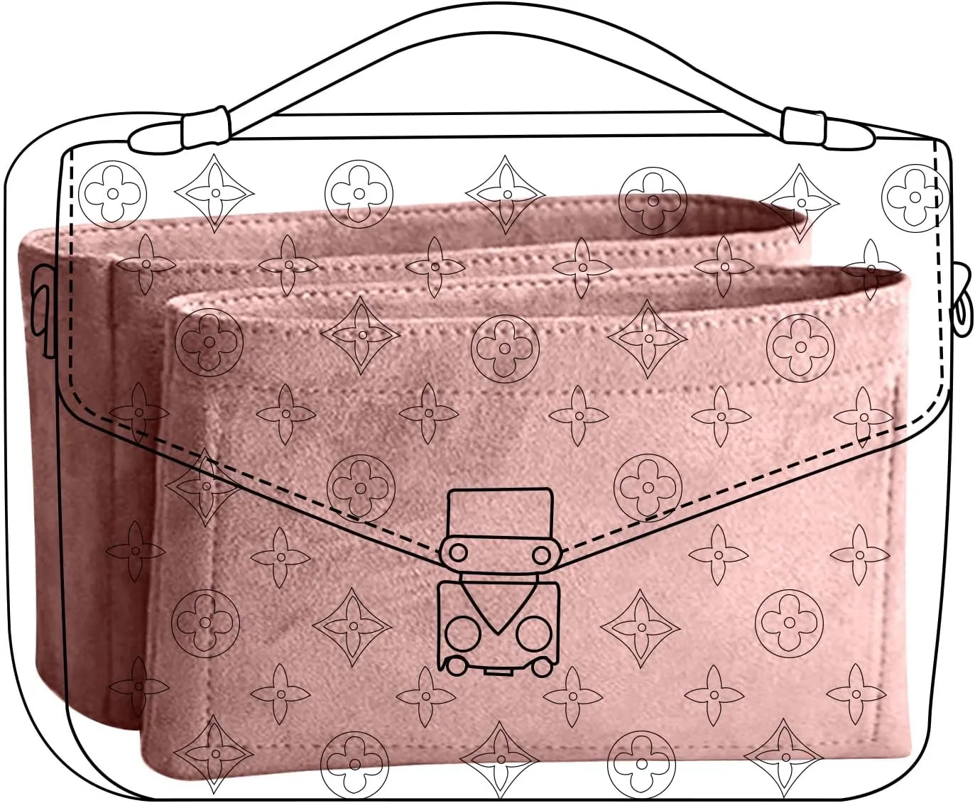 Lckaey Purse Organizer for pochette métis in All Departments inserts Pochette Tote handbag insert Y068-pink