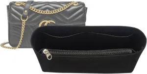 Lckaey Purse Organizer Insert Bag for marmont insert Organizer With zipper 2000Ablack-M