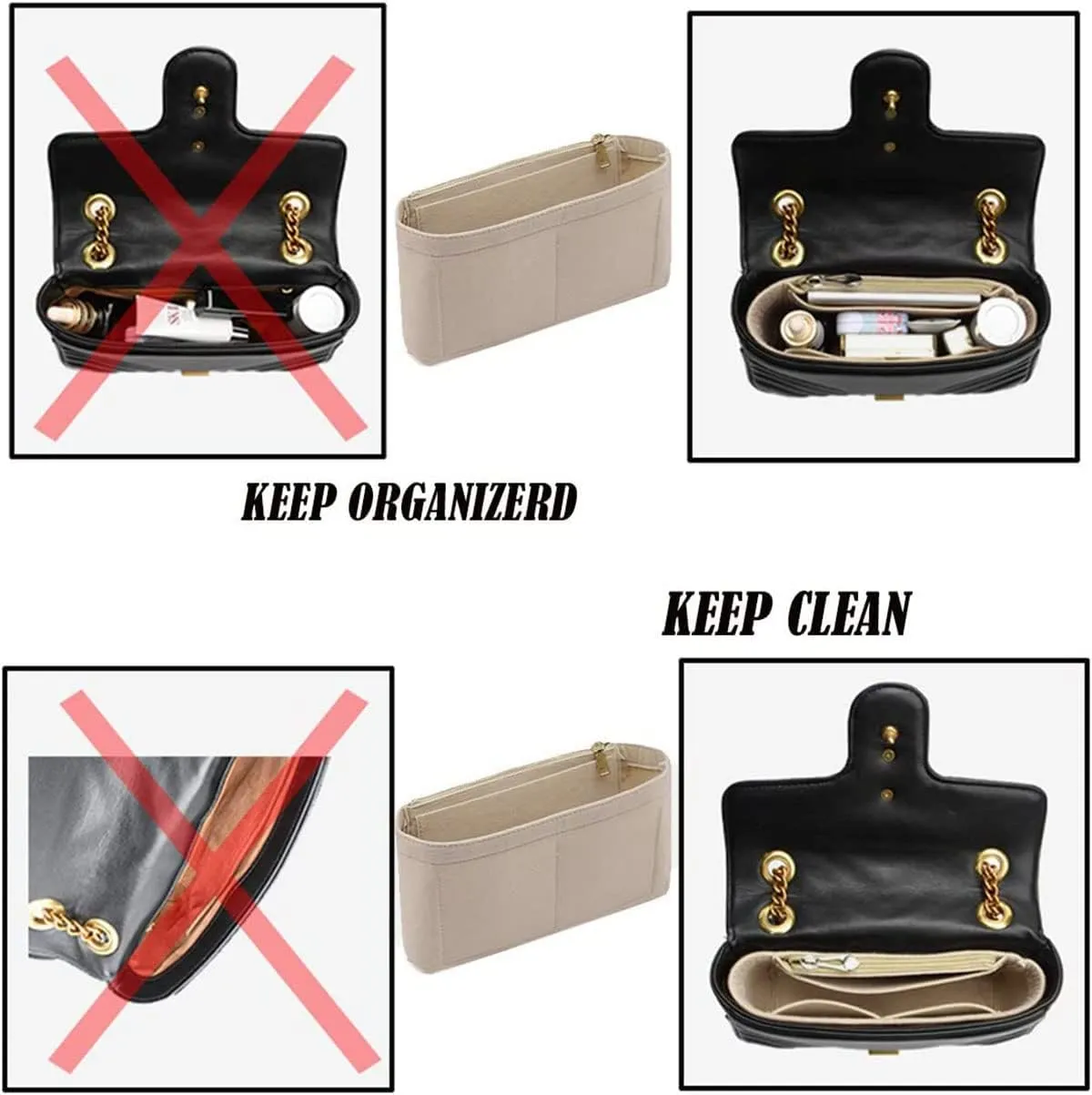 Lckaey Purse Organizer Insert Bag for marmont matelasse insert Single pack With zipper 2000AKhaki-S
