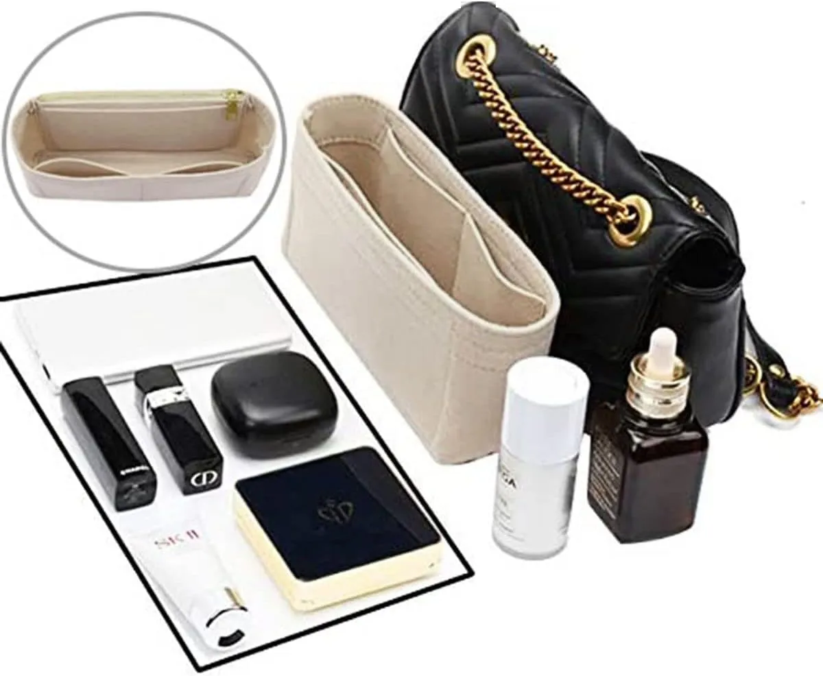Lckaey Purse Organizer Insert Bag for marmont matelasse insert Single pack With zipper 2000AKhaki-S