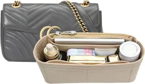Lckaey Purse Organizer Insert Bag for marmont matelasse insert Single pack With zipper 2000AKhaki-S
