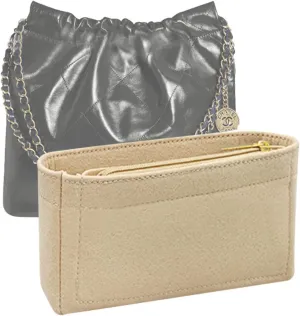 Lckaey Purse Organizer Insert for Chanel bag mini bag liner handbag with Side Zipper Pocket 2001Khaki-XS