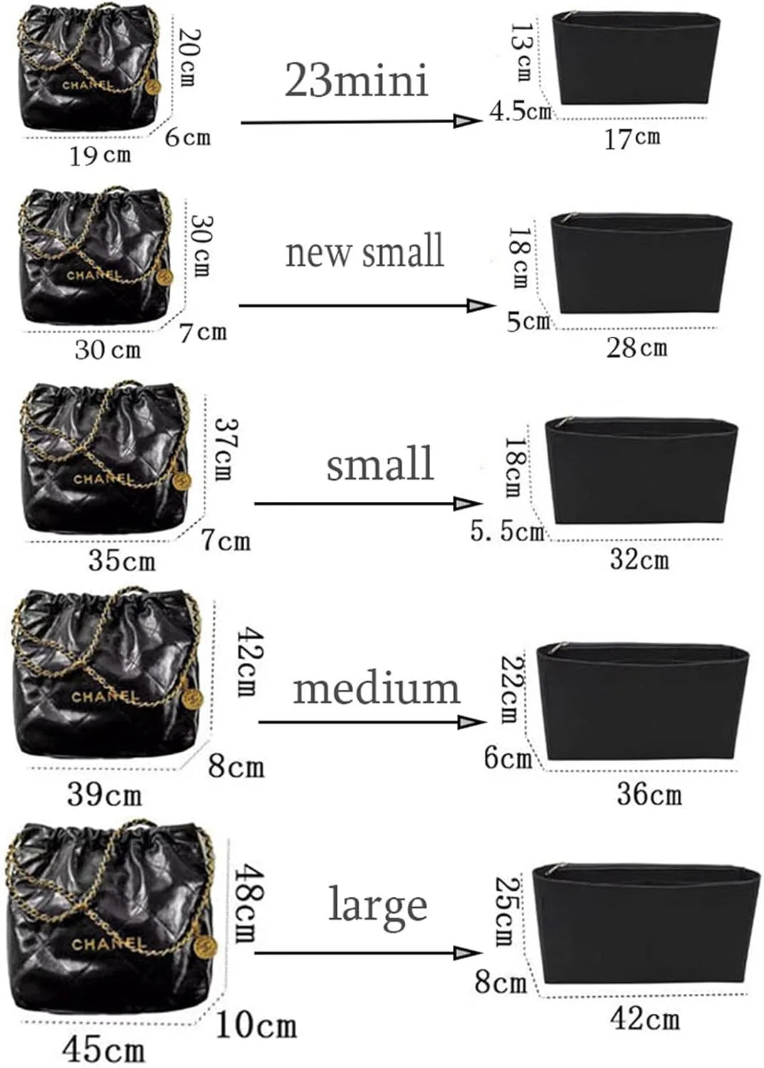 Lckaey Purse Organizer Insert for Chanel bag organizer insert reissue mini bag organizer 2001black-XS