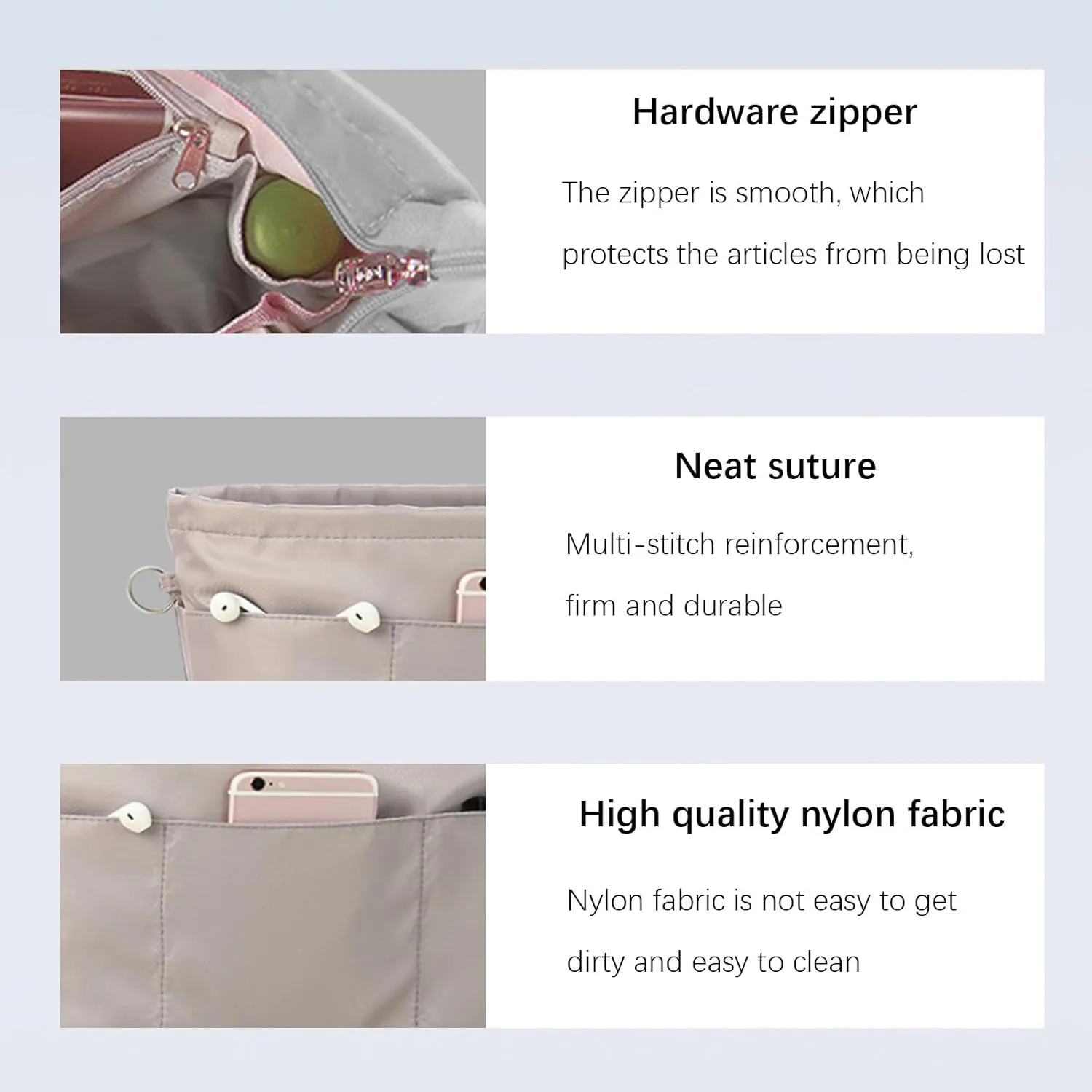 Lckaey purse organizer insert for neverfull gm mm graceful pm insert on the go purse organizer 3055grey-XS