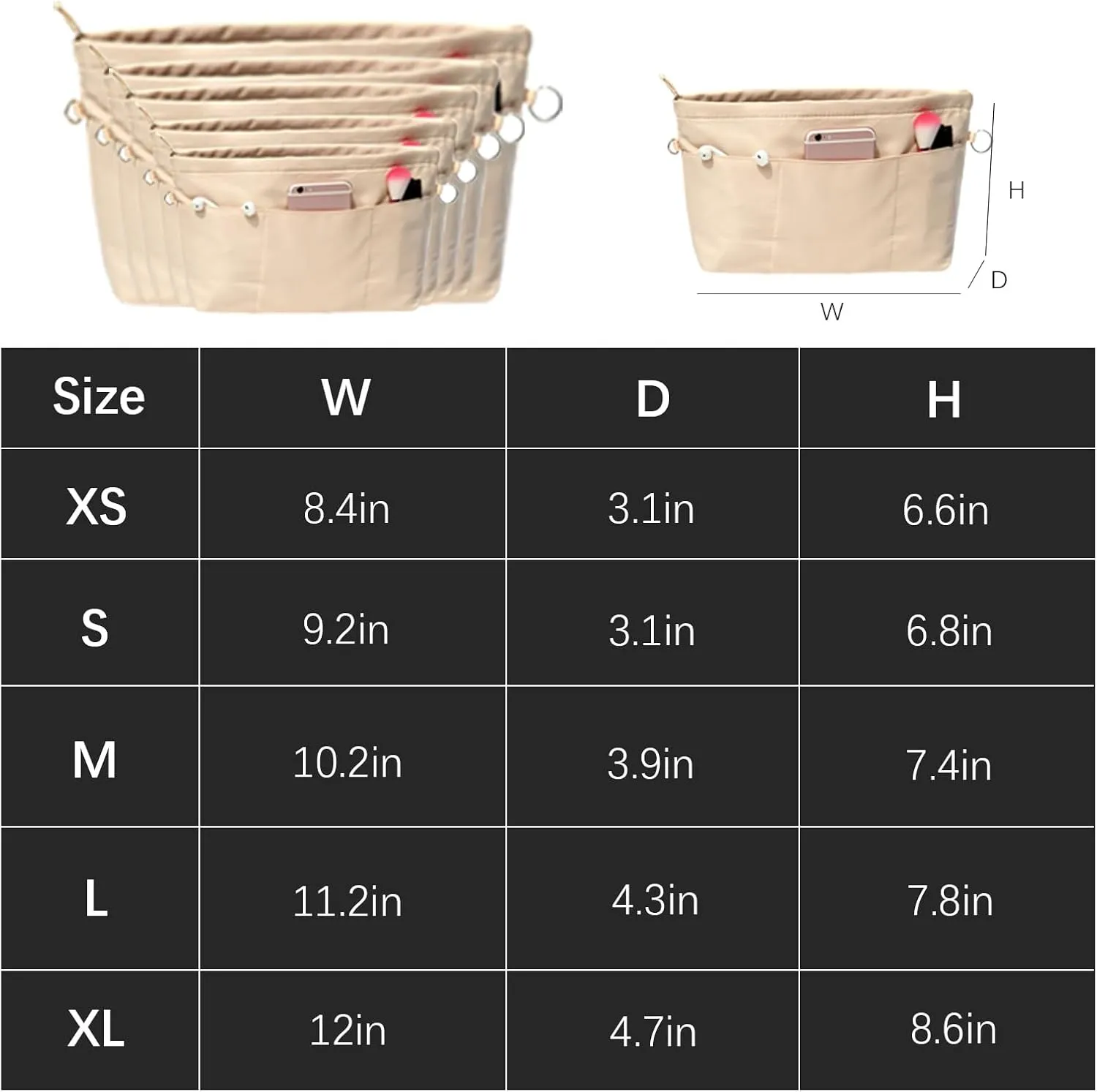 Lckaey purse organizer insert for neverfull gm mm graceful pm insert on the go purse organizer 3055khaki-L