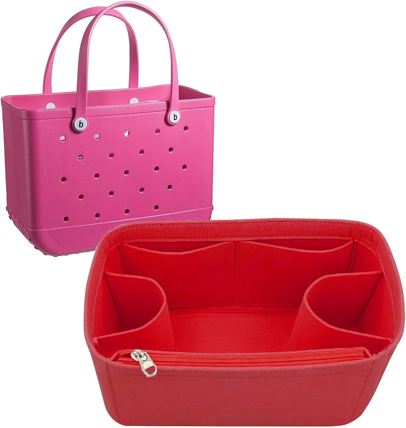 Lckaey Purse organizer inserts for rubber beach bag with Borg bag handbags felt organizers Y015-red-L