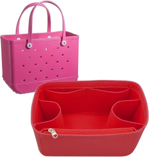 Lckaey Purse organizer inserts for rubber beach bag with Borg bag handbags felt organizers Y015-red-L