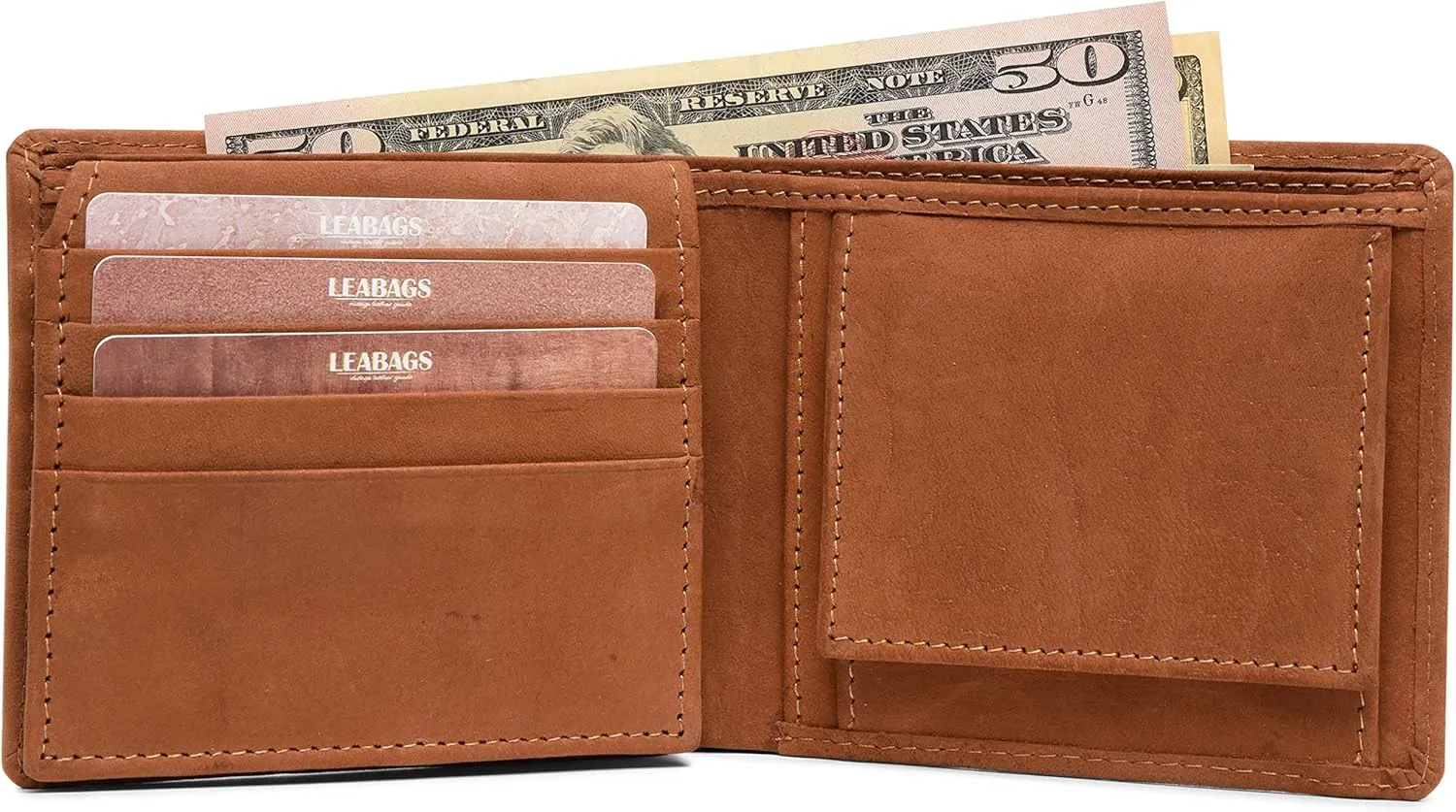 LEABAGS Springfield Genuine buffalo leather wallet I Purse I 4x3,5x0,7 inch