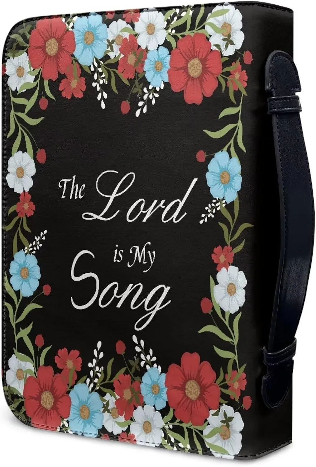Leather Bible Covers for Women Aesthetic Floral Bible Quotes Bible Carrying Case with Handle