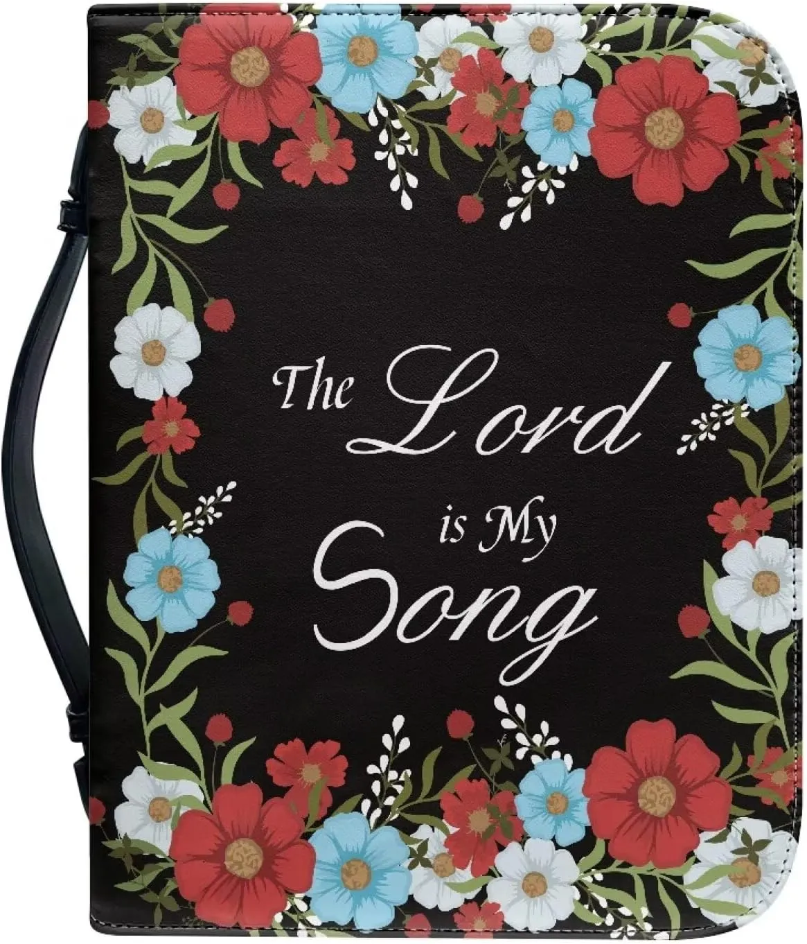 Leather Bible Covers for Women Aesthetic Floral Bible Quotes Bible Carrying Case with Handle