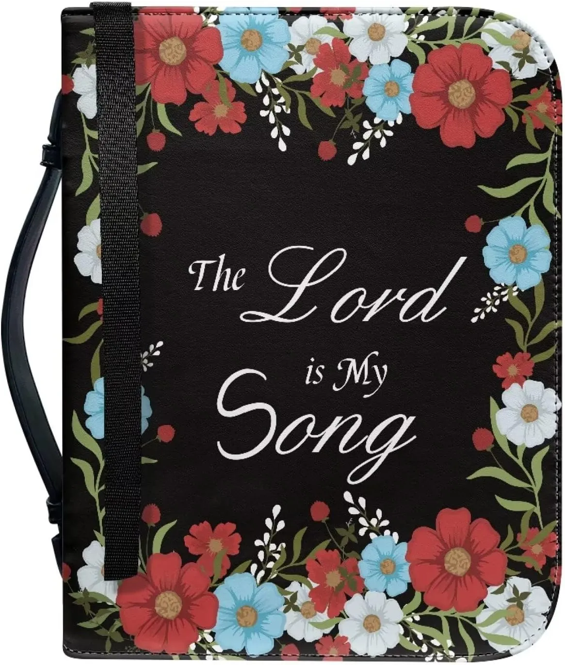 Leather Bible Covers for Women Aesthetic Floral Bible Quotes Bible Carrying Case with Handle