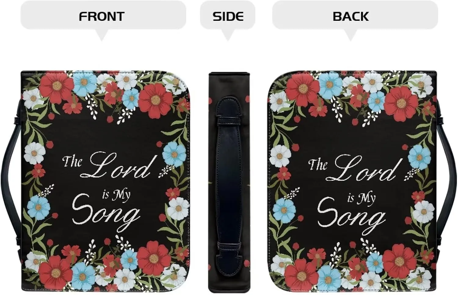 Leather Bible Covers for Women Aesthetic Floral Bible Quotes Bible Carrying Case with Handle