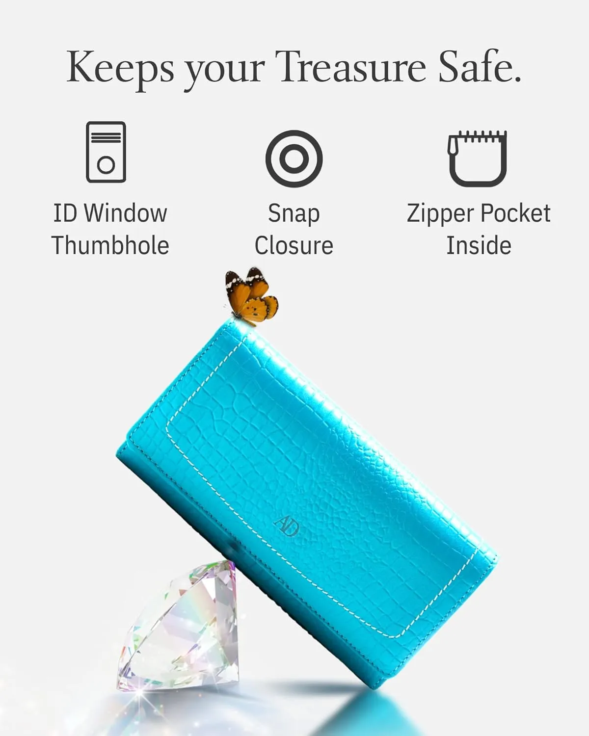 Leather Clutch RFID Wallets For Women - Big Womens Wallet Accordion Purse Organizer Zip Coin Pouch Gifts For Women