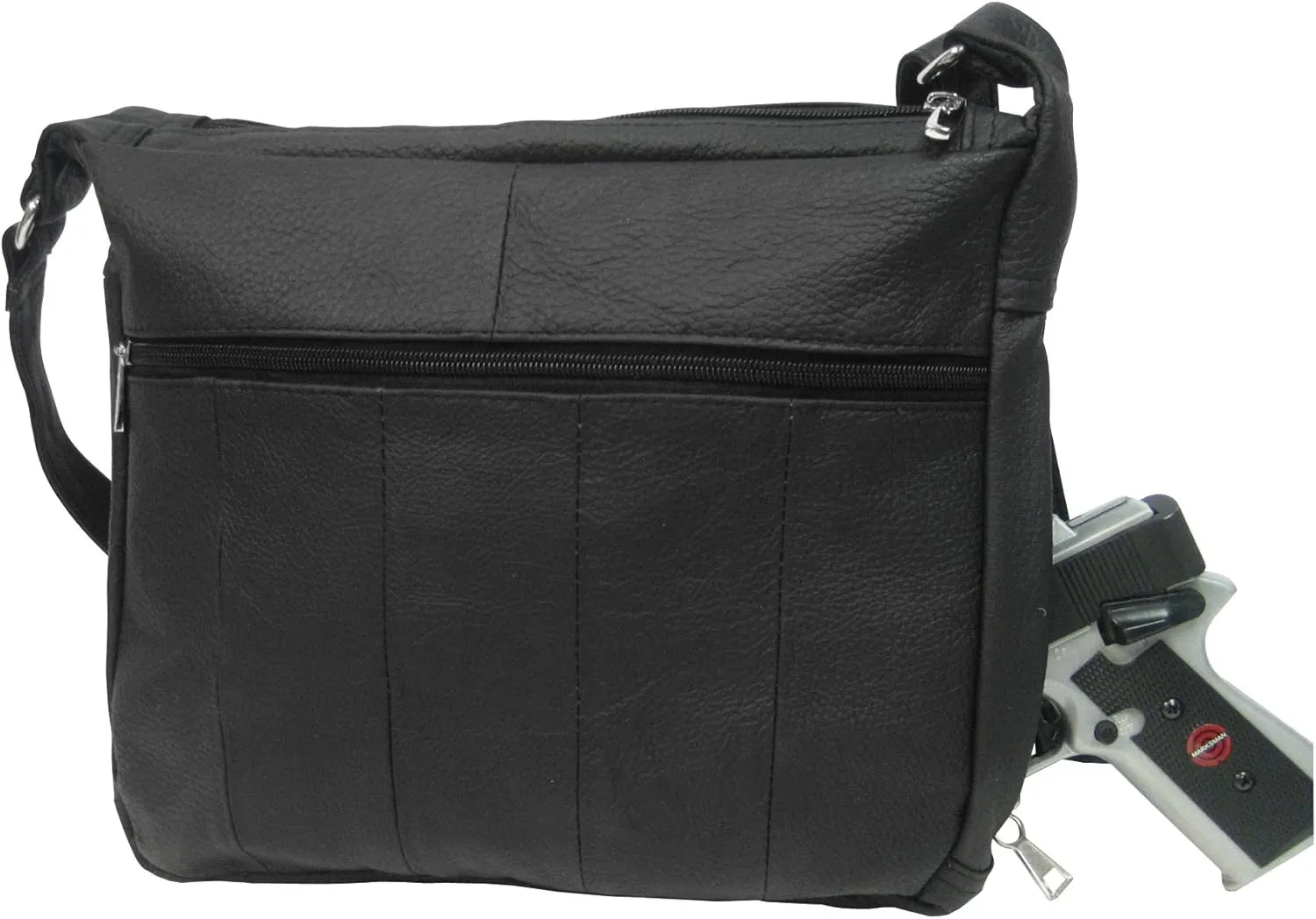 Leather Concealed Carry Crossbody Purse - YKK Locking CCW Ambidextrous Gun Bag Roma 7082