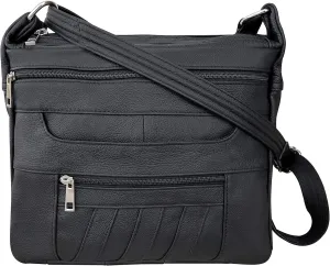 Leather Concealed Carry Crossbody Purse - YKK Locking CCW Ambidextrous Gun Bag Roma 7082