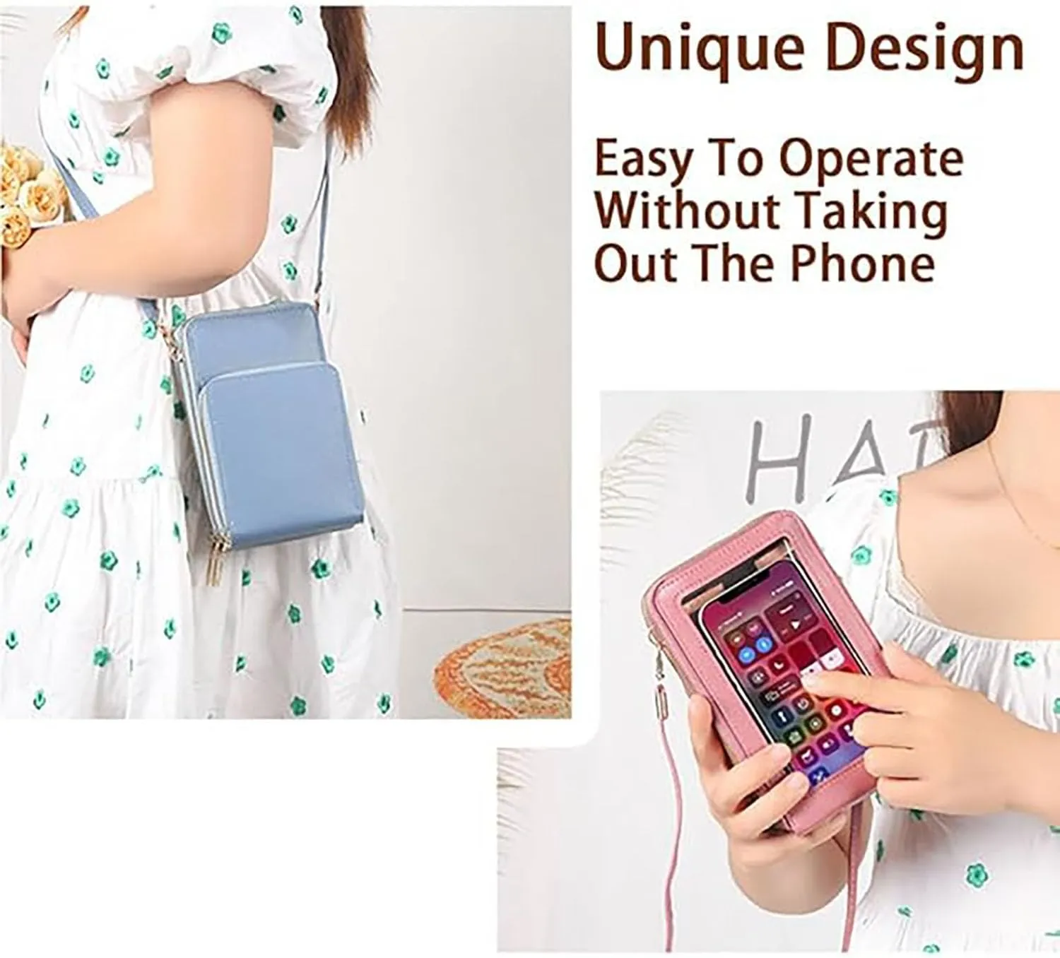 Leather Small Crossbody Bag,Mini Messenger Shoulder Handbag Purse - Lightweight Compact Phone Bag