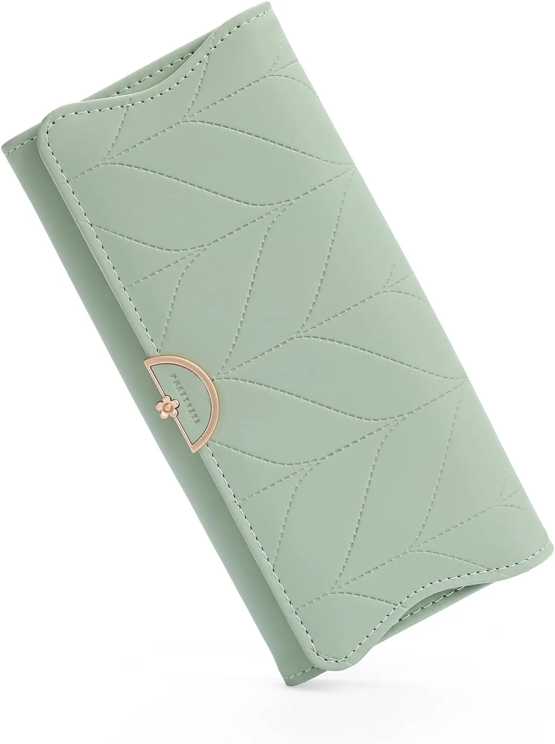 Leather Wallet for Women Trifold Womens' RFID Blocking Wallet Card Holder Purse Clutch with Zipper Coin Pocket,Light Green