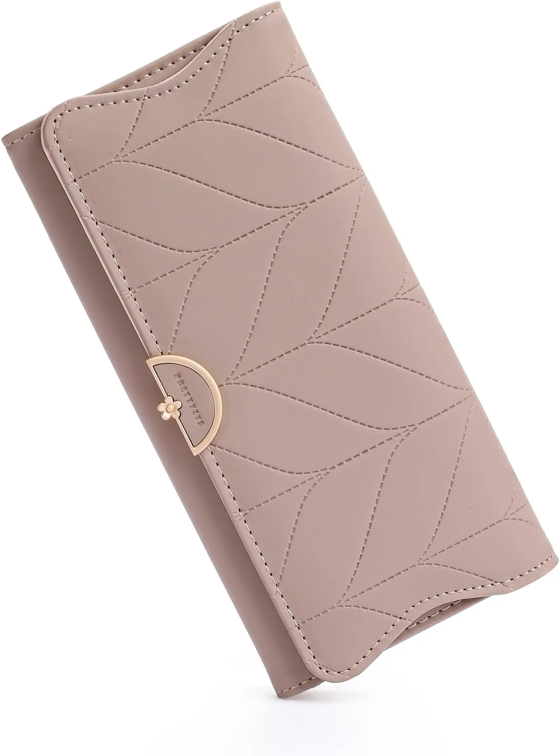 Leather Wallet for Women Trifold Womens' RFID Blocking Wallet Card Holder Purse Clutch with Zipper Coin Pocket,Soybean Sand