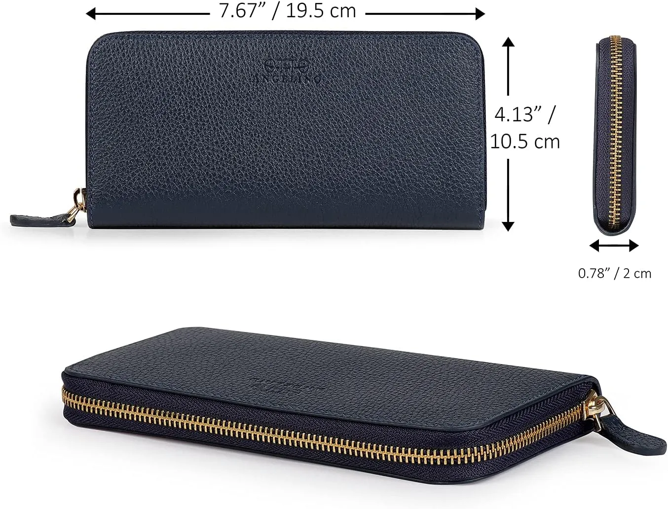 Leather Zippered Clutch with Phone Compatible Slots