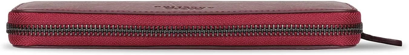 Leather Zippered Clutch with Phone Compatible Slots