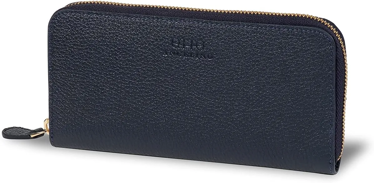 Leather Zippered Clutch with Phone Compatible Slots
