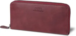 Leather Zippered Clutch with Phone Compatible Slots