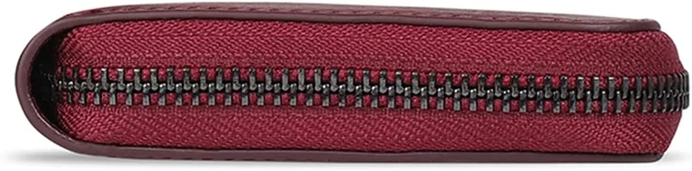 Leather Zippered Clutch with Phone Compatible Slots