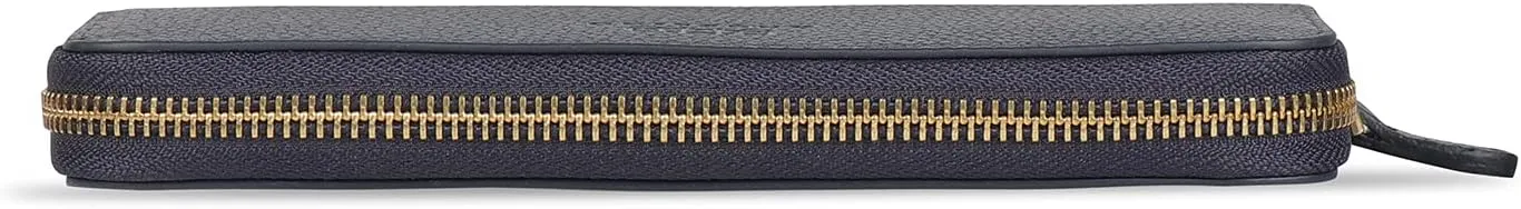 Leather Zippered Clutch with Phone Compatible Slots