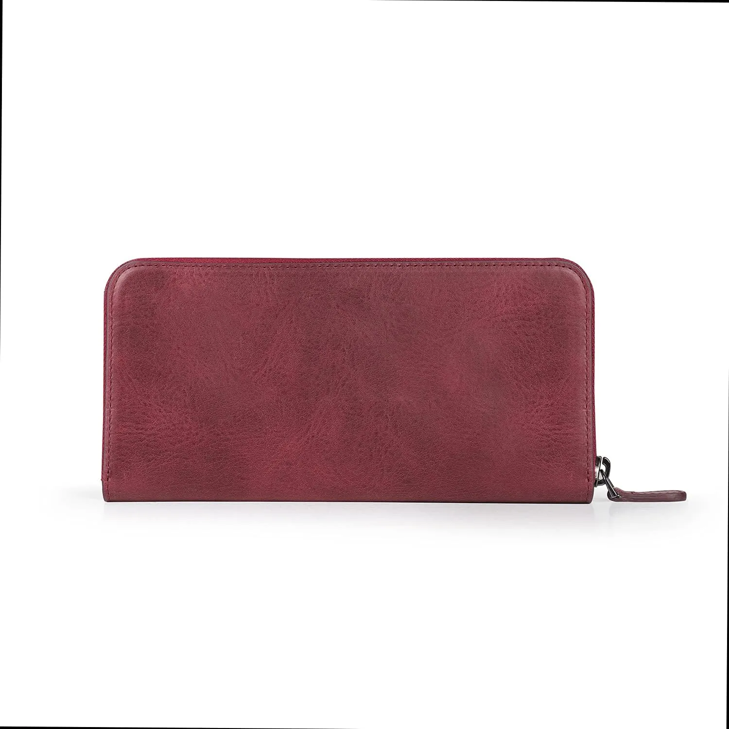 Leather Zippered Clutch with Phone Compatible Slots