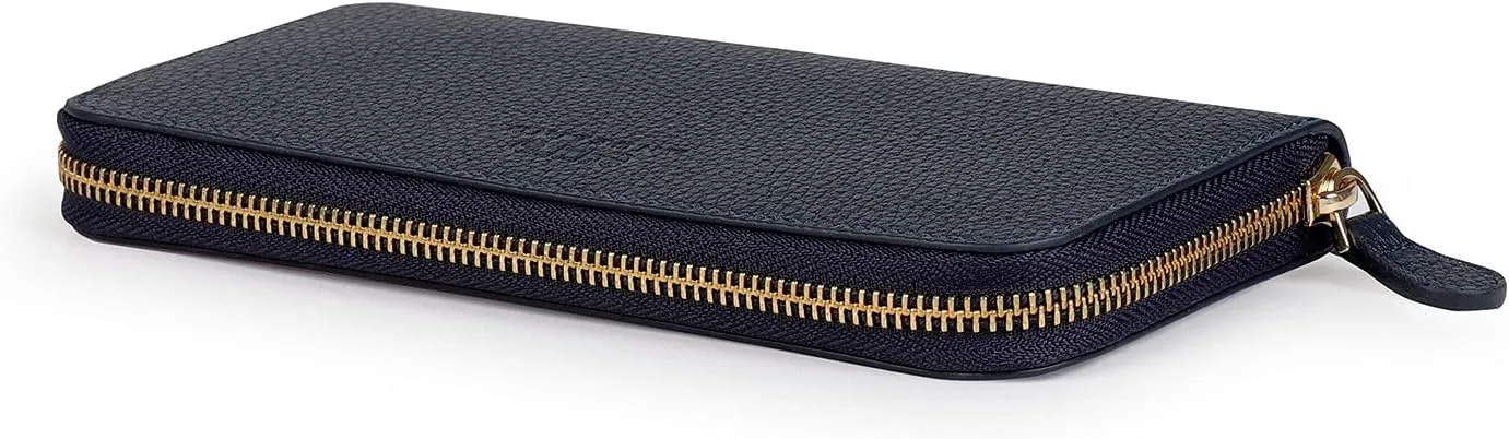 Leather Zippered Clutch with Phone Compatible Slots
