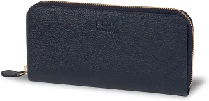Leather Zippered Clutch with Phone Compatible Slots