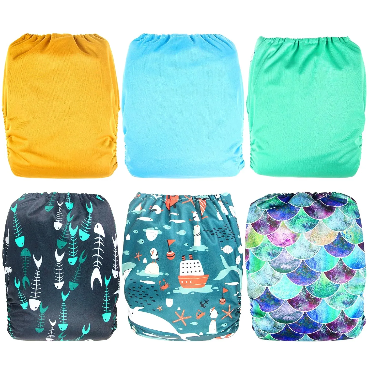 Leekalos Cloth Diapers Reusable for Boys and Girls, Baby Diaper Cloth with Inserts & Wet Bag One Size