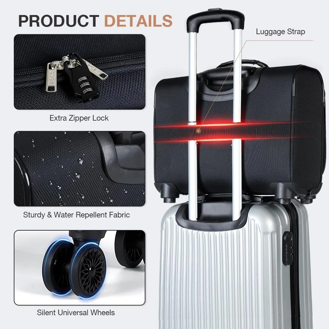 Lekebobor Rolling Laptop Bag With a Compact Combination Lock，Rolling Laptop Briefcase on Wheels for Women/Men Fits Up to 15.6Inch computer Bags Water Resistant for Work Travel and Business, Black