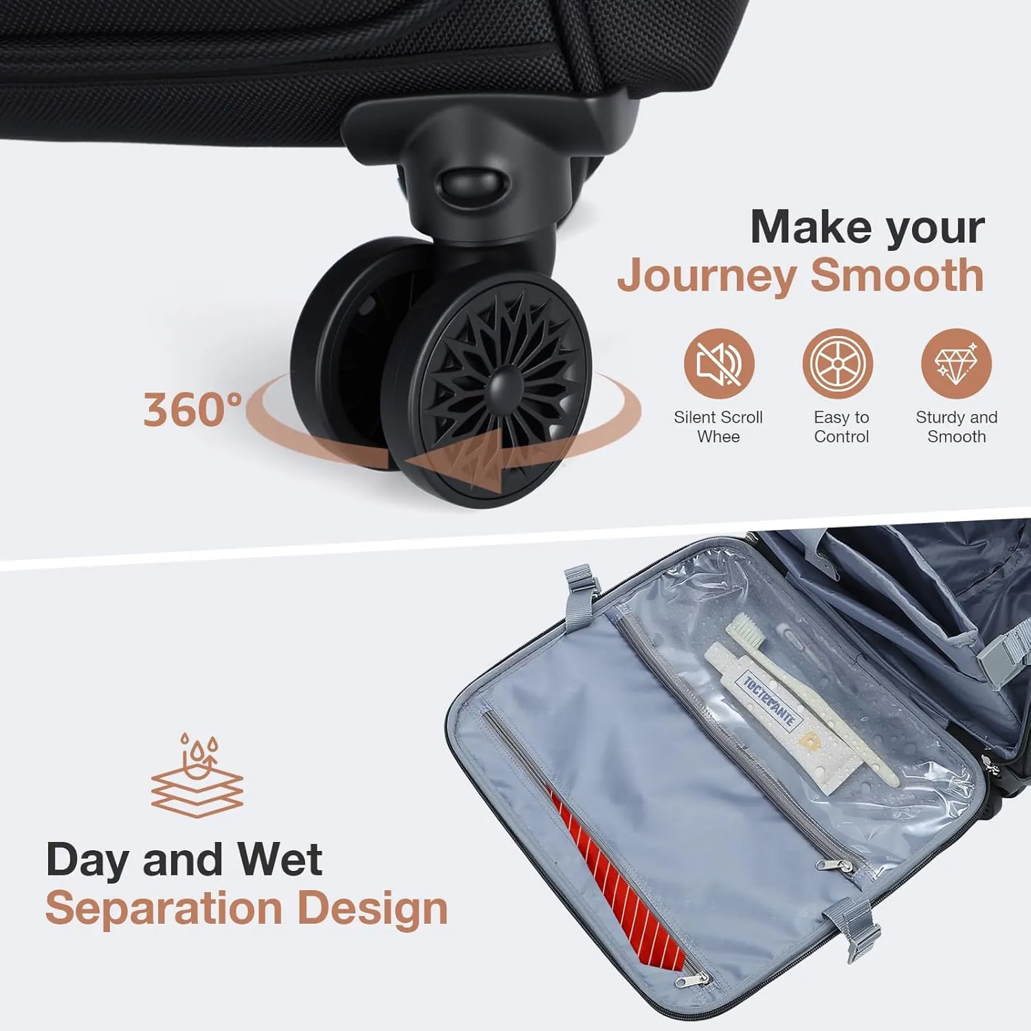 Lekebobor Rolling Laptop Bag With a Compact Combination Lock，Rolling Laptop Briefcase on Wheels for Women/Men Fits Up to 15.6Inch computer Bags Water Resistant for Work Travel and Business, Black