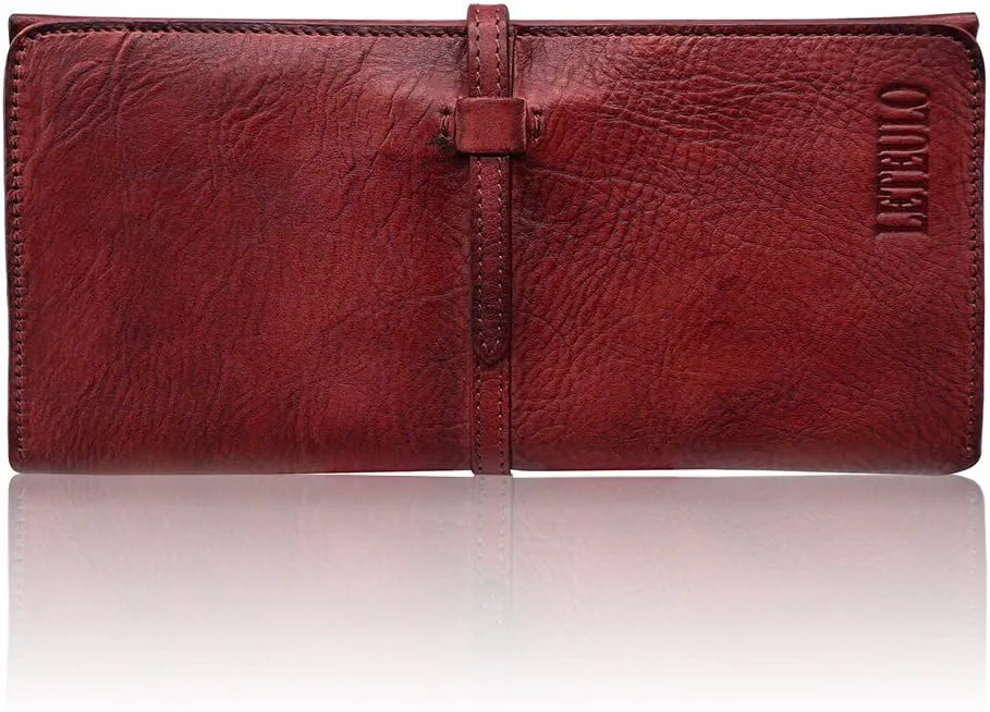 LETEULO Wallets for Women Genuine Leather Card Organizer Dip Dye Coin Purse Ladies Ultrathin Wallets
