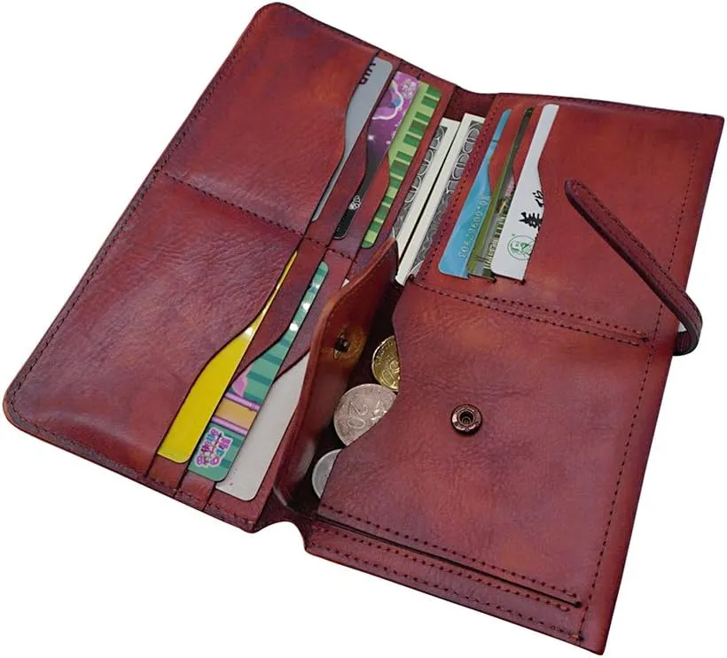 LETEULO Wallets for Women Genuine Leather Card Organizer Dip Dye Coin Purse Ladies Ultrathin Wallets