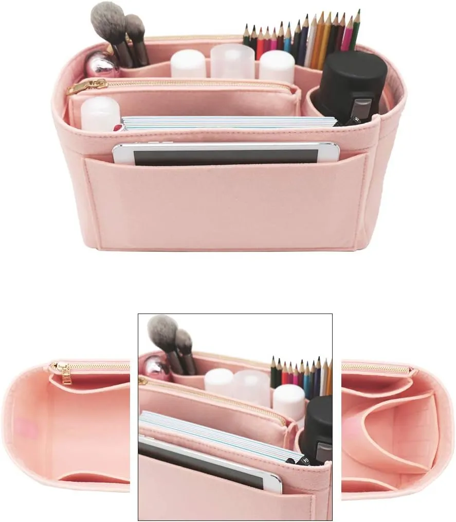 LEXSION Felt Purse Bag Organizer Insert with zipper Bag Tote Shaper Fit Speedy Neverful PM MM