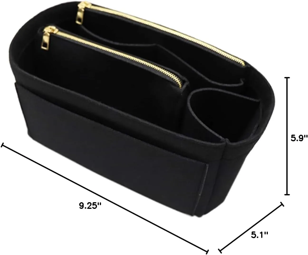 LEXSION Felt Purse Bag Organizer Insert with zipper Bag Tote Shaper Fit Speedy Neverful PM MM