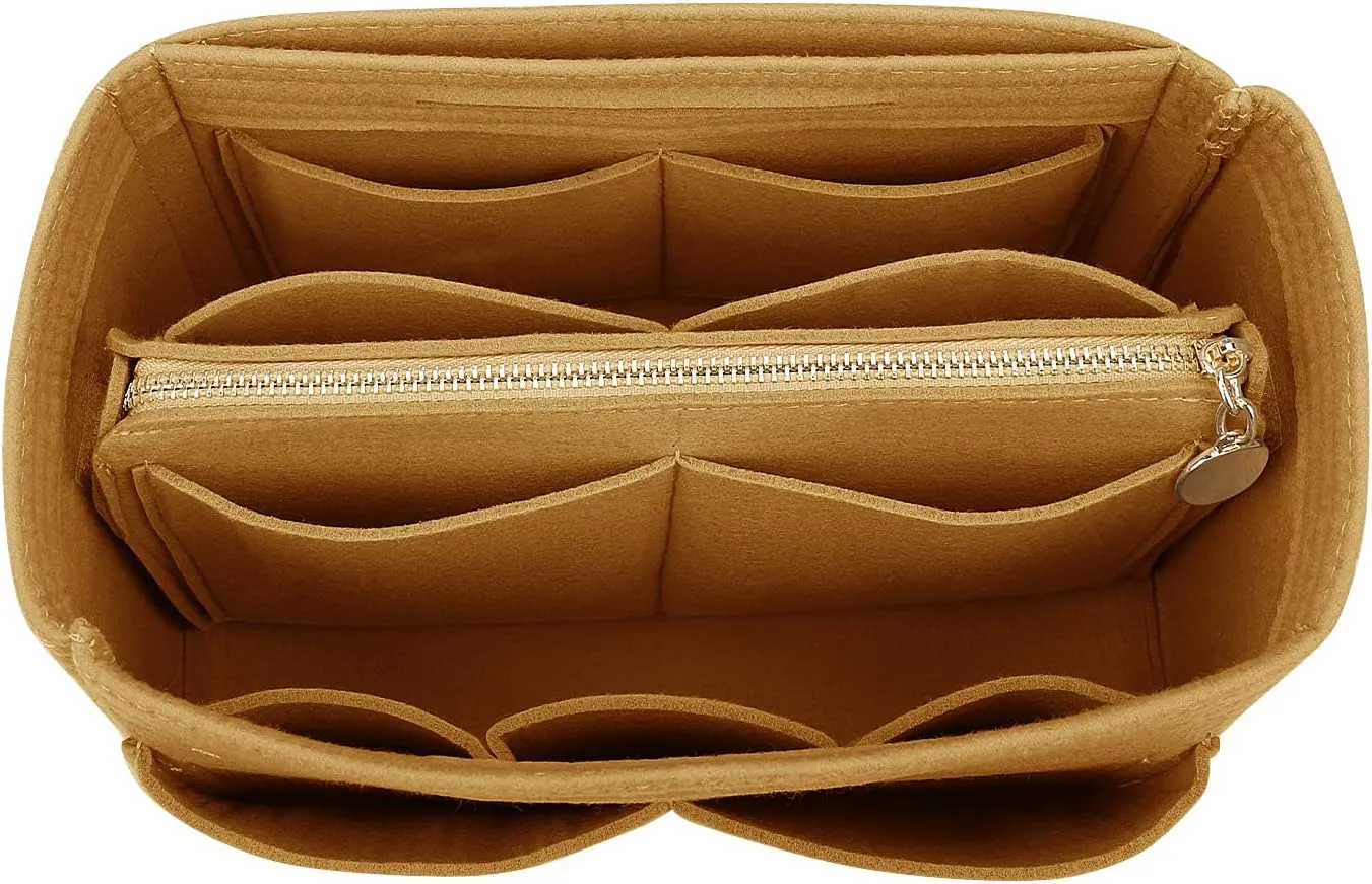LEXSION Felt Purse Bag Organizer Insert with zipper Bag Tote Shaper Fit Speedy Neverful PM MM