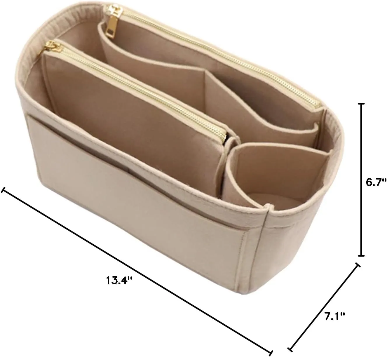 LEXSION Felt Purse Bag Organizer Insert with zipper Bag Tote Shaper Fit Speedy Neverful PM MM
